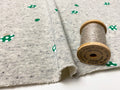 30/-TOP杢ネップ裏毛ニットキノコ柄　グレー杢×グリーン