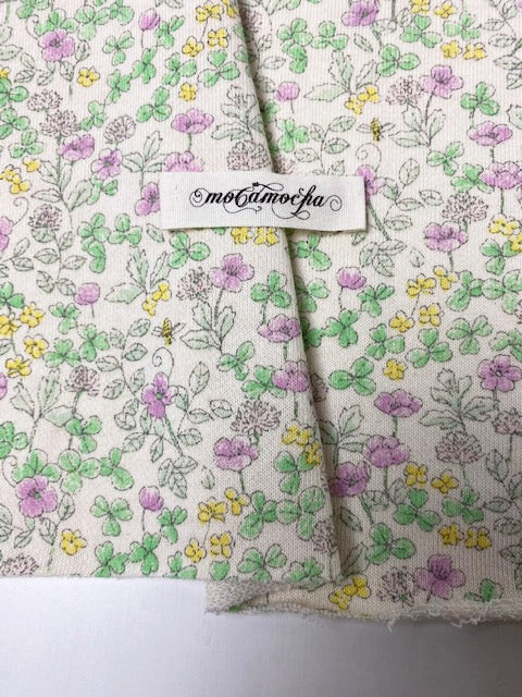 24/-CM裏毛ニット花とみつばち柄 バイオレット