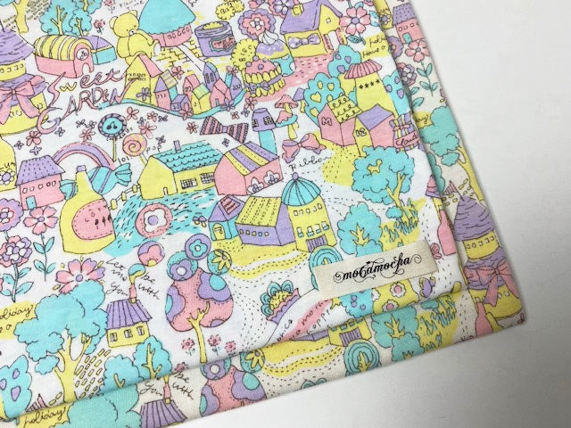 30/-オーガニック天竺ニット スイートガーデン柄エクリュ×シュガー