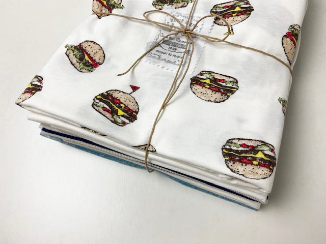 【お試し】30/-オーガニック天竺ハンバーガー柄×ベンクールSET