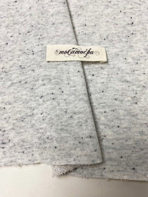 30/-TOP杢ネップ裏毛ニット グレー杢白晒