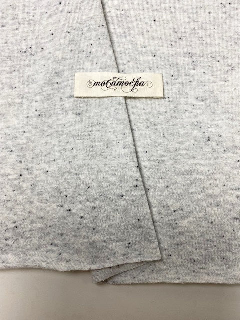 30/-TOP杢ネップリバー天竺ニット　グレー杢白晒