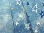 40/20ミニ裏毛 ウォッシュデニムペイント星柄 サックス イエロー×オフ