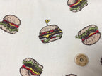 30/-オーガニック天竺ニットハンバーガー柄 エクリュ×オリジナル