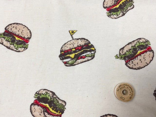 30/-オーガニック天竺ニットハンバーガー柄 エクリュ×オリジナル