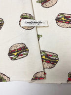 30/-オーガニック天竺ニットハンバーガー柄 エクリュ×オリジナル