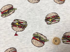 30/-TOP杢度詰天竺ニットハンバーガー柄 オートミール杢×オリジナル