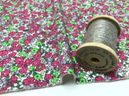 【100cm】オーガニック30/-コンパウンド天竺ニット フラワーアンジェ花柄エクリュ×チェリー