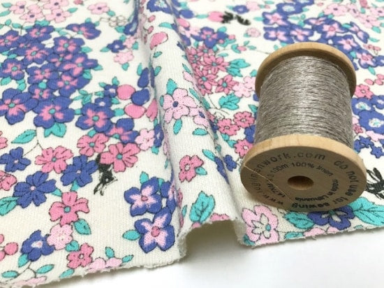 24/-CM裏毛ニット フルーツカシェモア柄ナイトミスト