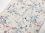 40/10TOP杢裏毛ニット　オートミール杢　スプラッシュステッチ柄　トリコロール