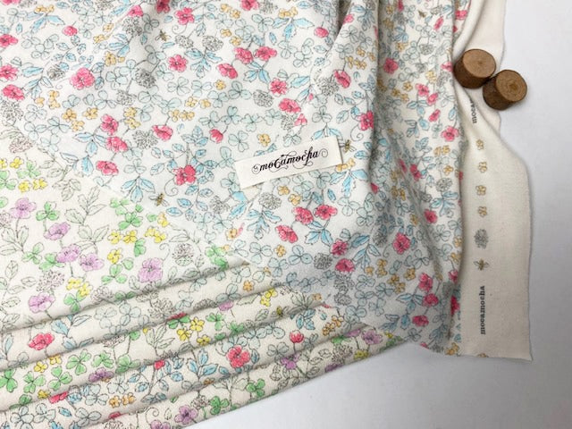 24/-CM裏毛ニット花とみつばち柄 バイオレット