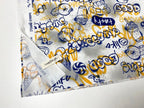 30/-コーマ度詰天竺ニット スイーツグラフィティ柄オフ×マンゴー
