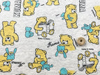 オリジナル30/20TOP杢裏毛ニット kuma&kuma柄 オートミール杢 イエロー×スカイブルー