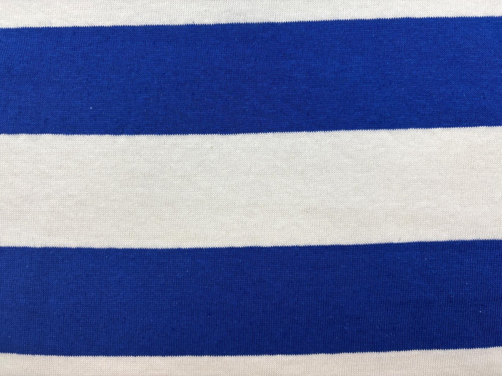 25/2綿リネン天竺ボーダー　オフｘブルー