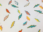 30/-オーガニック天竺ニット オフ イナズマ柄 ターコイズオレンジ