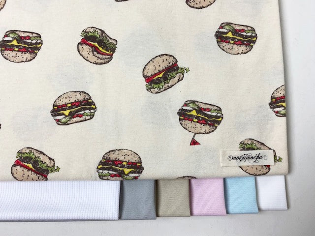 30/-オーガニック天竺ニットハンバーガー柄 エクリュ×オリジナル