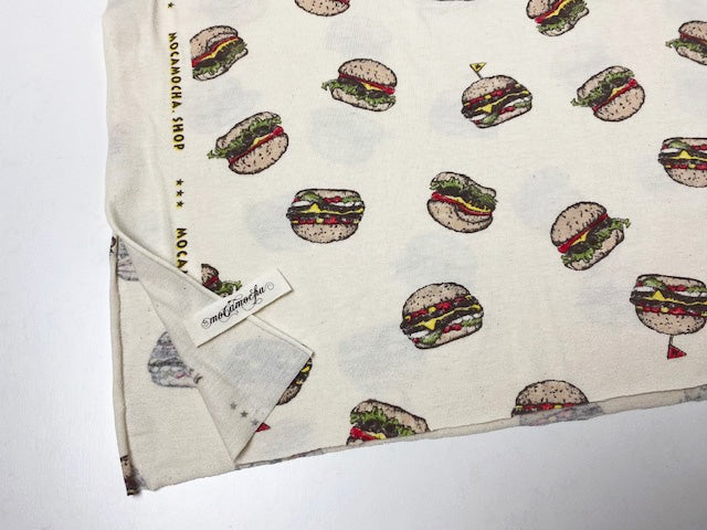 30/-オーガニック天竺ニットハンバーガー柄×ヒッコリーデニム柄 ユニセックスＳＥＴ