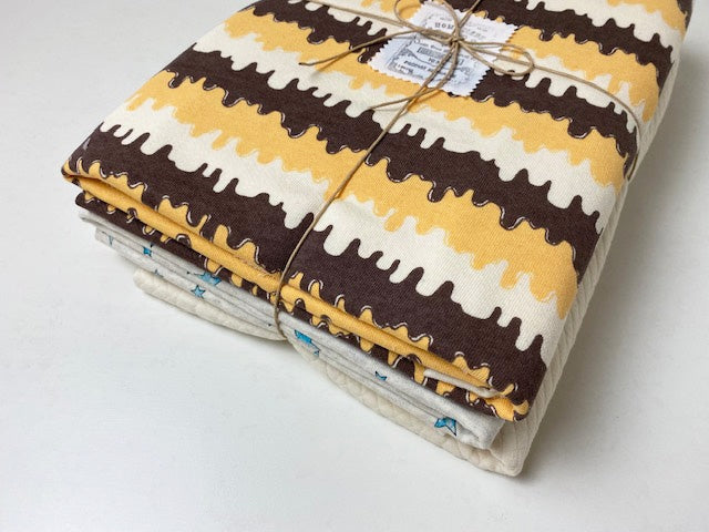 24/-CM裏毛アイスクリームボーダー柄×縄編み柄キルトニットSET-A