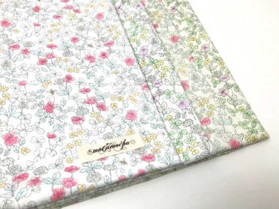 ワイドスイングブロード 花とみつばち柄オフ×バイオレット