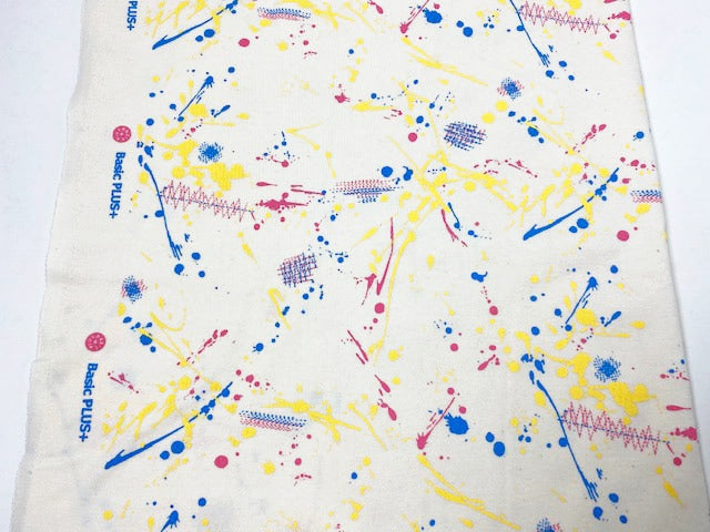 40/コーマスムースニット スプラッシュステッチ柄　ピンクブルー