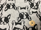 オリジナル30/-TOP杢リバー天竺ニットフレンチブルちゃん柄  グレー杢×ブラック