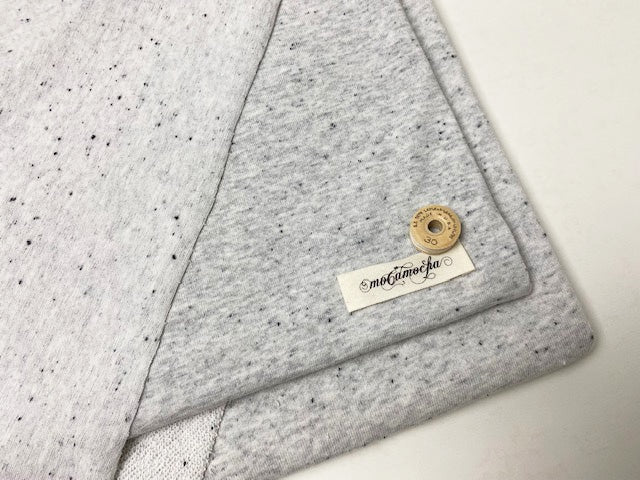 30/-TOP杢ネップ裏毛ニット グレー杢白晒