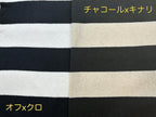 25/2綿リネン天竺ボーダー　チャコールｘキナリ