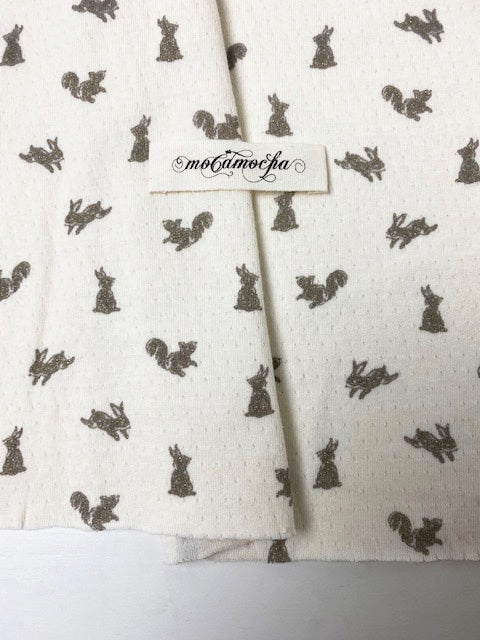 リバーシブルＰＯＴＩ接結ニット ウサギとリス柄 シャークGD